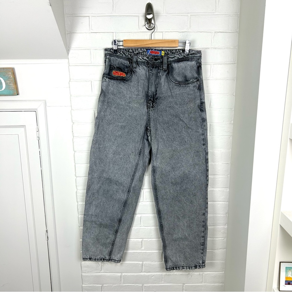 Empyre Grey Black Washed Denim Thrashed Distressed Skater Jeans Size 30